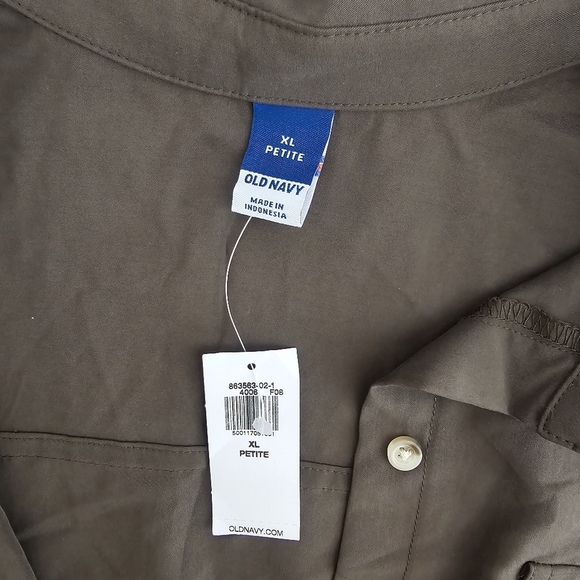 Old Navy Utility Midi Shirt Dress Olive Green Petite XLP Waist-Defined - Picture 8 of 14